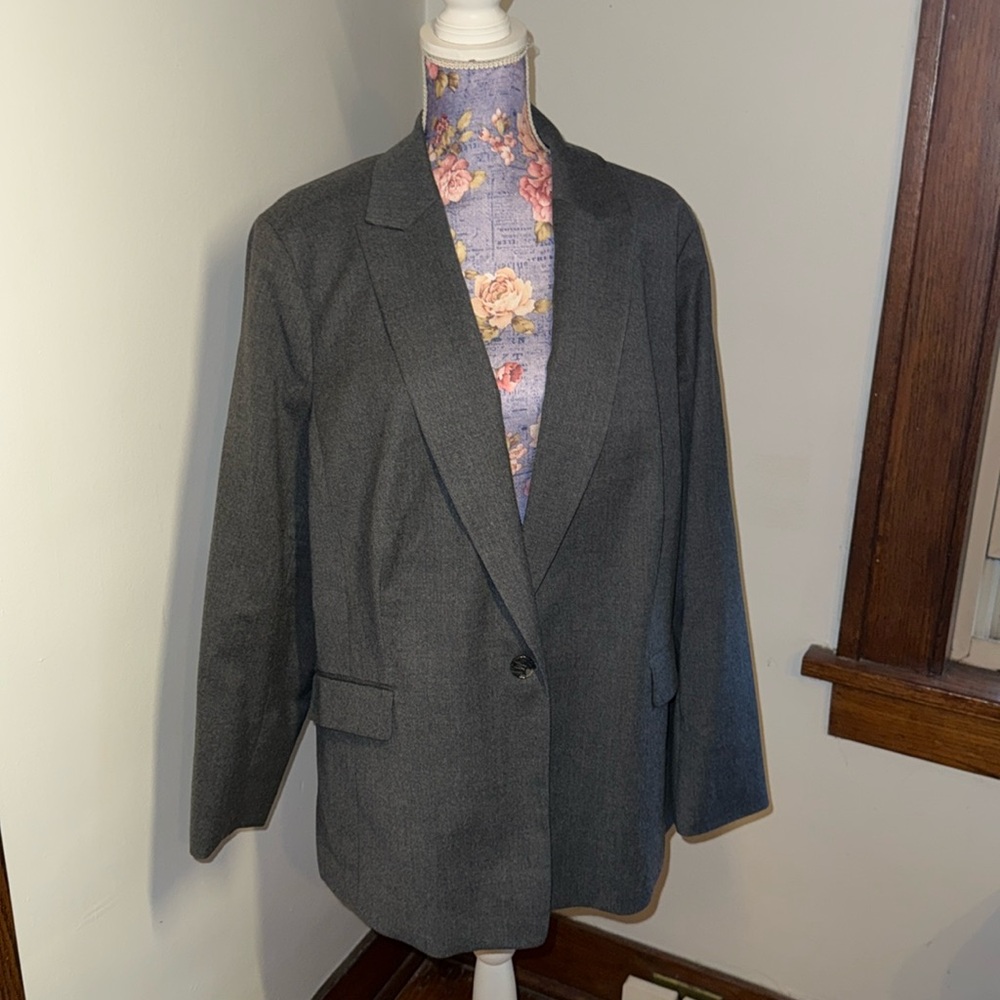 Talbots Wool Gray Blazer Suit Jacket 18w